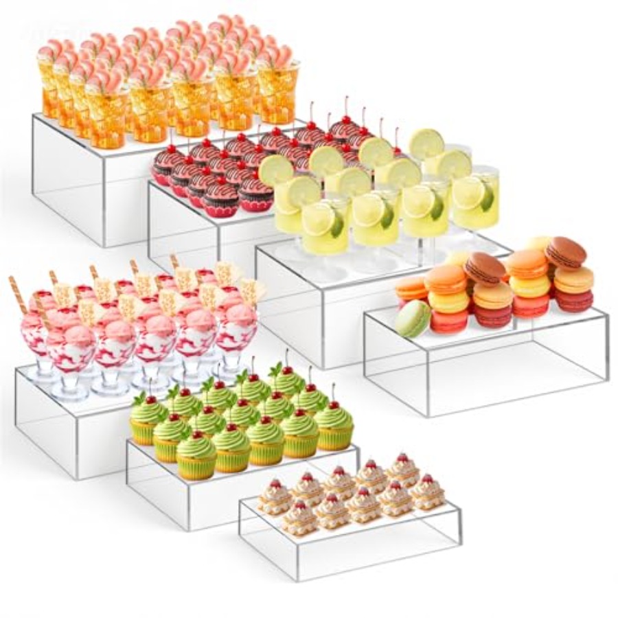 Display Risers Set - Catering dessert table risers set: acrylic,